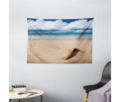 Sandy Beach and Clouds Wide Tapestry