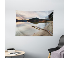 Lake Shore with Trees Wide Tapestry