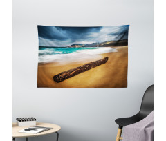 Beach with Stormy Weather Wide Tapestry