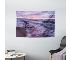 Wavy Sea Couldy Sunset Wide Tapestry