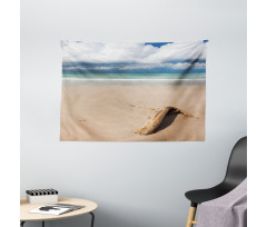 Driftwood on the Beach Wide Tapestry