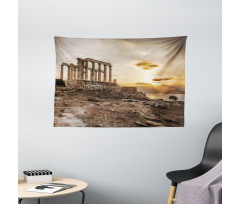 Greek Buildings Poseidon Wide Tapestry