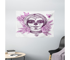 Vampire Skull Face Wide Tapestry