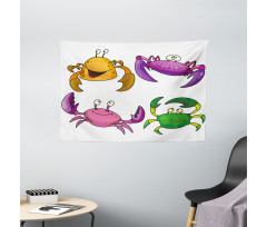Funny Crabs Pattern Wide Tapestry