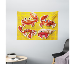 4 Different Crabs Wide Tapestry