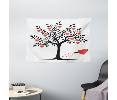 Romantic Love Tree Wide Tapestry