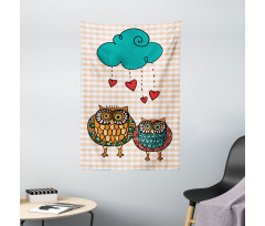 Bird Couple in Love Rain Cloud Tapestry