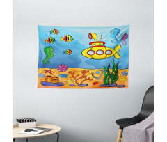 Submarine Seahorse Wide Tapestry