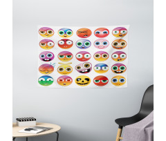 Rainbow Colored Smileys Wide Tapestry