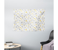 Wild Forest Leaf Flowers Wide Tapestry