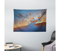 Santa Claus and Gift Wide Tapestry