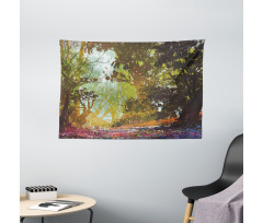 Spring with Fall Leaves Wide Tapestry