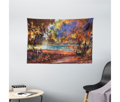 Painting Nature Pond Wide Tapestry