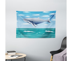 Cartoon Ocean Whale Wide Tapestry