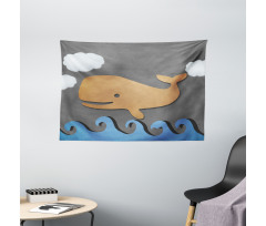 Wooden Paper Base Whale Wide Tapestry