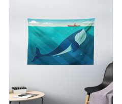 Sailor Whale with Rays Wide Tapestry