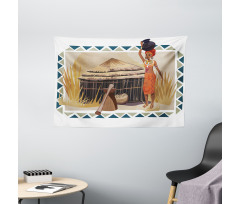 Native Lady Wide Tapestry