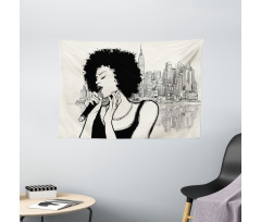 American Girl Jazz Music Wide Tapestry