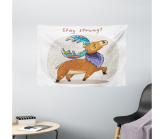 Colorful Fun Boho Deer Wide Tapestry