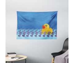 Floating Duck Waves Wide Tapestry