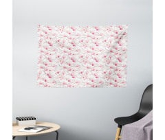 Romantic Spring Apple Blossom Wide Tapestry