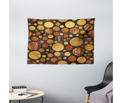Brown Abstract Circles Wide Tapestry
