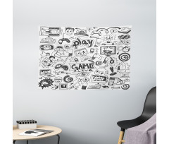 Sketch Style Gaming Wide Tapestry