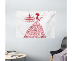 Monochrome Butterfly Princess Wide Tapestry