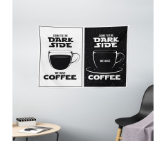 Space and Coffee Themed Wide Tapestry