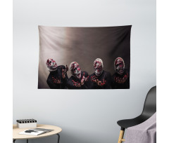Screaming Scary Zombies Wide Tapestry