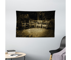 Small Wooden Rustic Chairs Wide Tapestry