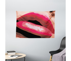 Woman Red Lips Charming Mouth Wide Tapestry