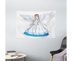 Cartoon with Angel Wings Wide Tapestry