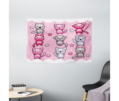 Funny Japanese Doodle Wide Tapestry