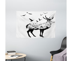 Mountain and Cottage Wide Tapestry