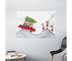 Reindeer Family Noel Wide Tapestry