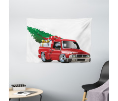 Red Farm Truck Wide Tapestry