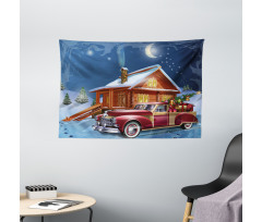 Wooden Lodge Truck Wide Tapestry