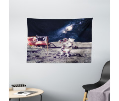 USA Flag and Astronaut Wide Tapestry