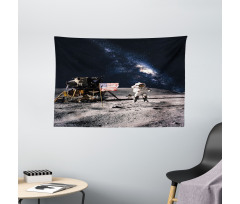 Rocket Travelling Space Wide Tapestry