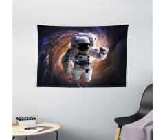 Astronaut in Outer Space Wide Tapestry