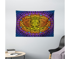 Elephant Head Mandala Wide Tapestry