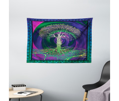 Digital Psychedelic Art Wide Tapestry