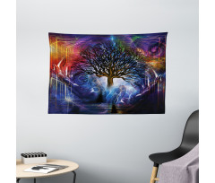 Leafless Tree Hippie Wide Tapestry