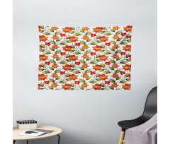 Boho Herbs Lily Nature Wide Tapestry