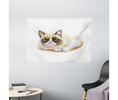 Grumpy Angry Cat Love Wide Tapestry