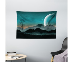 Night Sky on Mountain Wide Tapestry