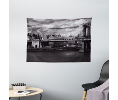 NYC in Black and White Wide Tapestry