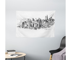 NYC Historical Sketch Wide Tapestry