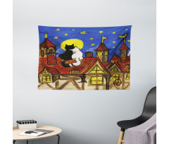 2 Lover Cats with Sky Wide Tapestry